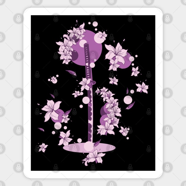 Katana and Flowers Magnet by peace and love